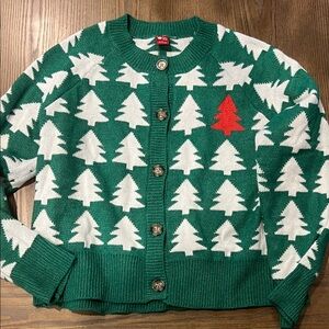 Green and White Tree Pattern Sweater